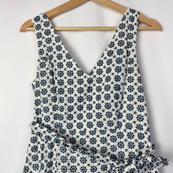 Boutique Taylor White & Blue Floral Embroidered Tiered Midi Dress 4 - Picture 3 of 6